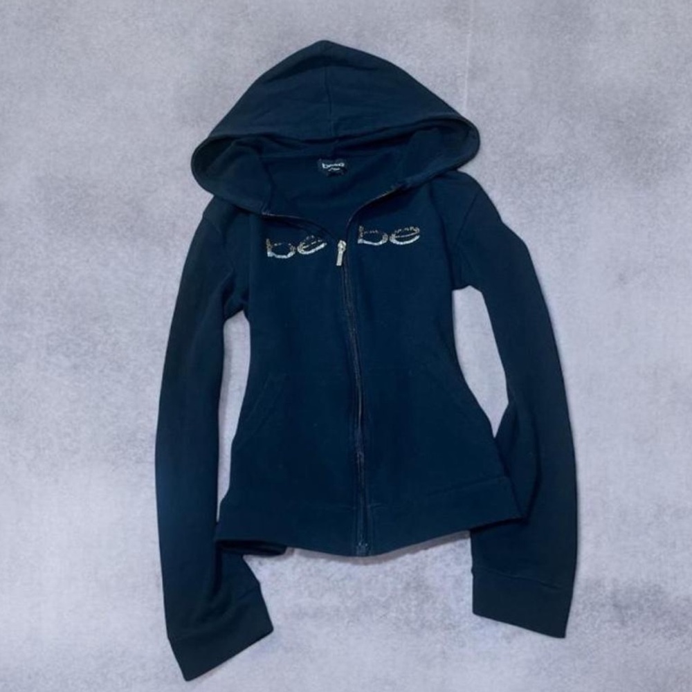 Bebe Black Zip-Up Hoodie